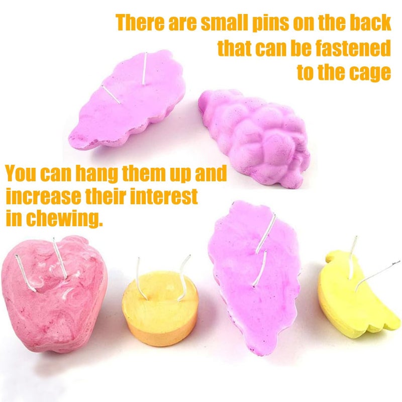 Hamiledyi 5 Pcs Chinchilla Lava Blocks Fruit Shaped Rabbit Chew Toys Bunny Lava Teeth Grinding Square Stone Small Animal Mineral Calcium Stone for Hamsters Rabbit Chinchillas Squirrel Mouse Rat Parrot - Image 4